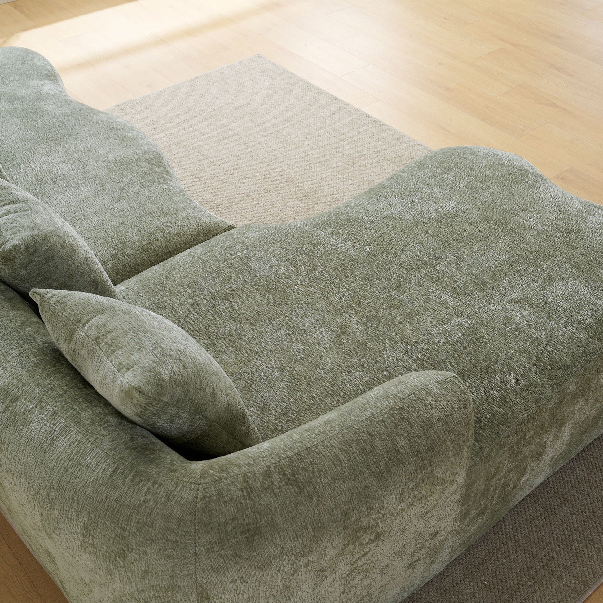Modular L-Shape Sectional Sofa With Curved Chaise in sage green textile by HouseOfZazla on Tampa Home & Garden Store
