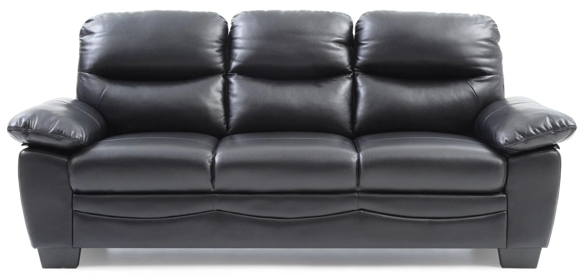 Marta sofa black leather 3-seat stationary with padded back and wide arms by Unique Piece on Tampa Home & Garden Store