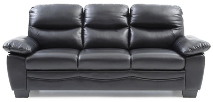 Marta sofa black leather 3-seat stationary with padded back and wide arms by Unique Piece on Tampa Home & Garden Store