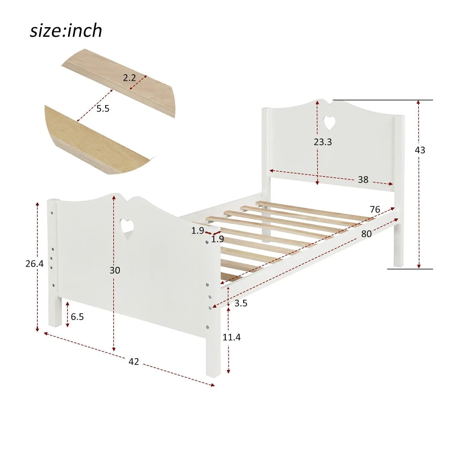 Platform bed frame in white with headboard and footboard, slat support, Unique Piece Furniture on Tampa Home & Garden Store