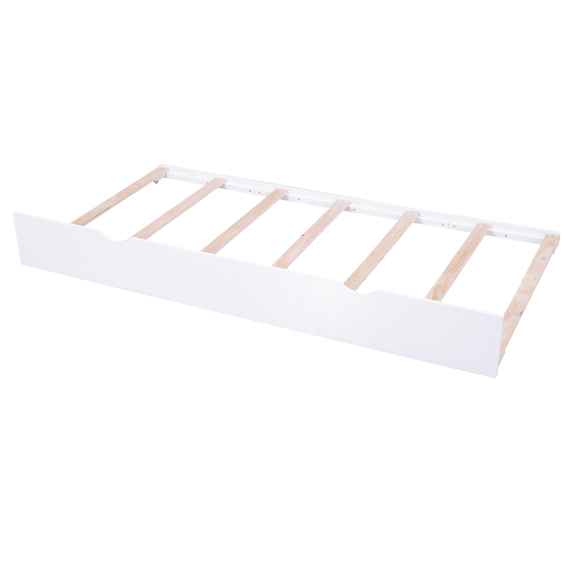 Storage platform bed frame with white finish and natural wood slats by HouseOfZazla on Tampa Home & Garden Store