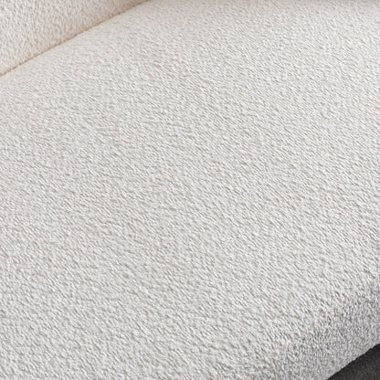 Minimalist Curved Sofa 3 Seater beige fabric upholstery close-up texture on Tampa Home & Garden Store