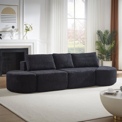the V-Shaped and Modular Sofa in Chenille Fabric