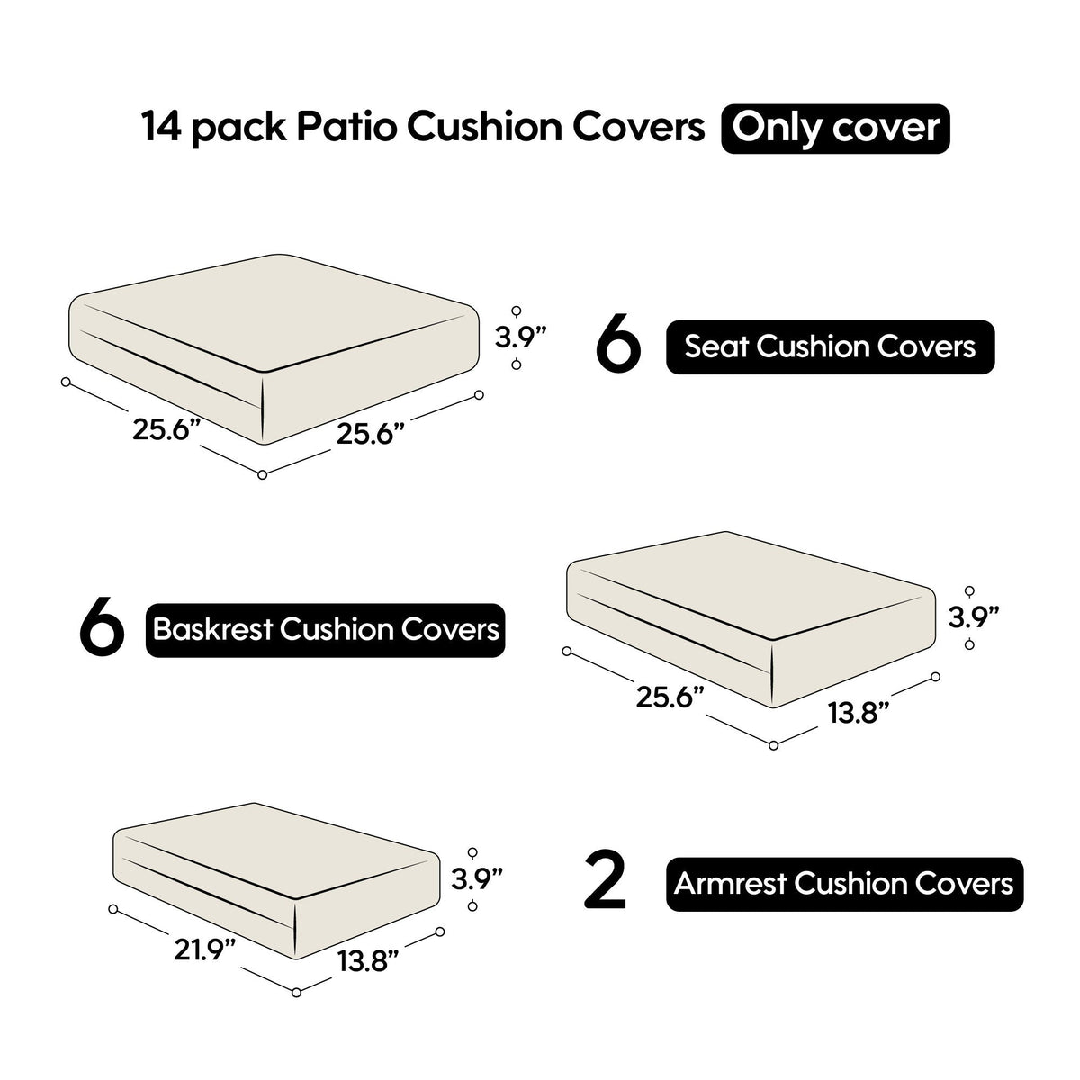 14 Pack Wicker Sofa Cushion and Back Covers