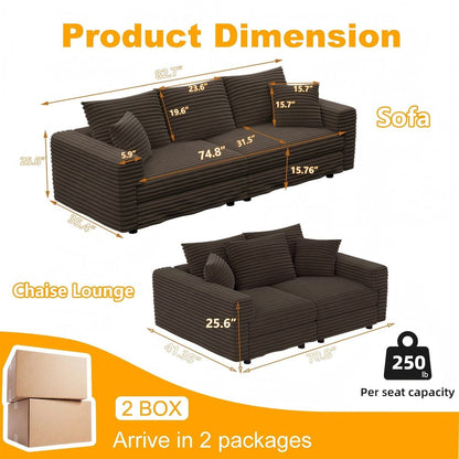 Deep Seat Sofa Bed With Ottoman and Soft Pillows