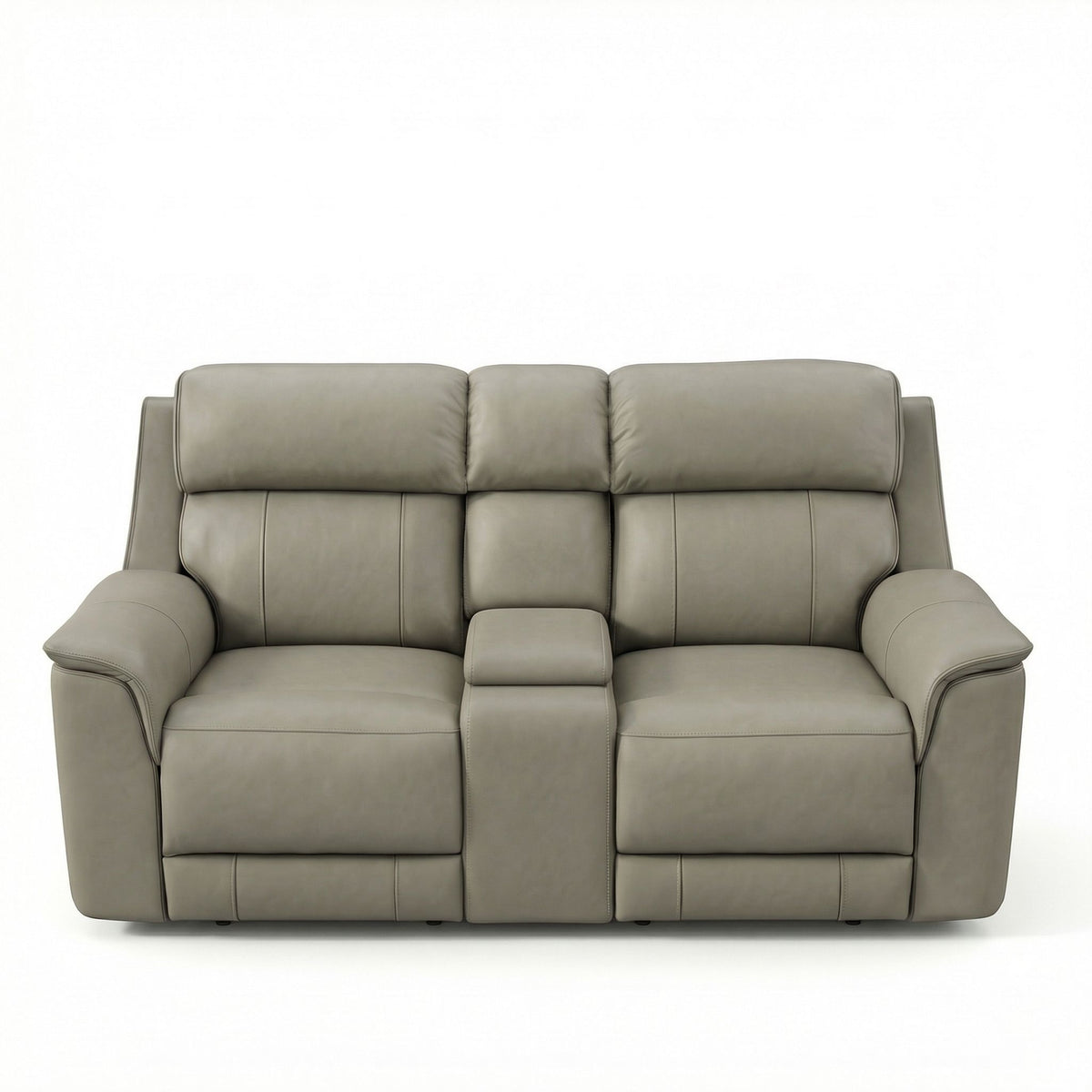 Dual Power Reclining Loveseat with Center Console in gray leather by HouseOfZazla on Tampa Home & Garden Store