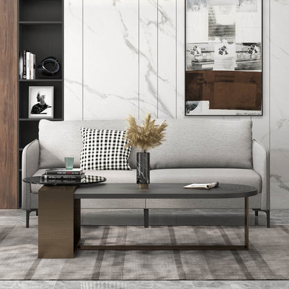 Moderno sofá biplaza de 76 pulgadas para apartamento o dormitorio con patas de metal - Gris