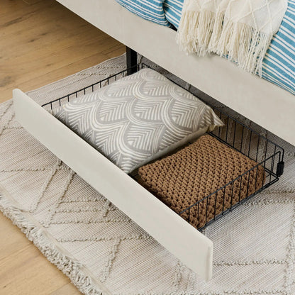 Upholstered Bed Frame With Drawers and Sofa Bed