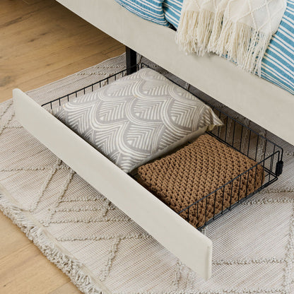 Upholstered Platform Sofa Bed with Drawers