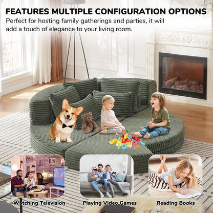 Semi Circular 2 in 1 Sofa Bed with Neck Pillow