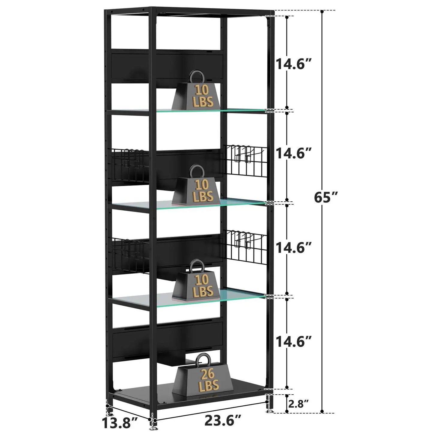 4 Tier Display Shelf RGB Lights Curio Cabinet