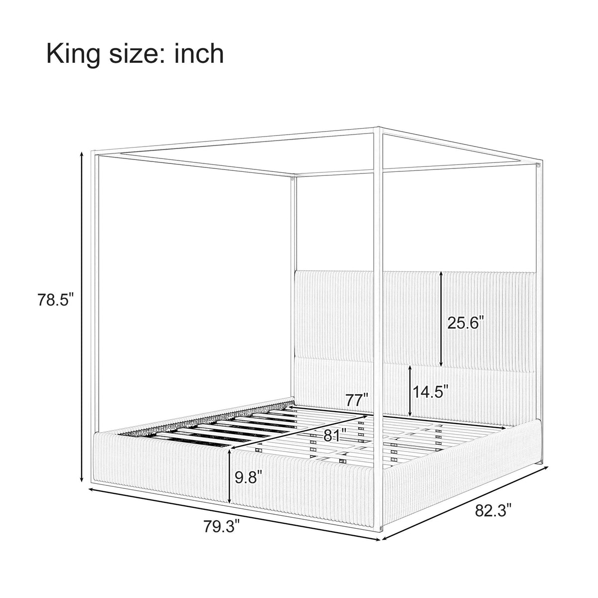 Luxury Canopy Bed With Upholstered Headboard by HouseOfZazla, metal frame canopy bed on Tampa Home & Garden Store