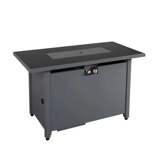 Rectangular Fire Pit With Frame gray metal outdoor fire pit table with built-in control on Tampa Home & Garden Store