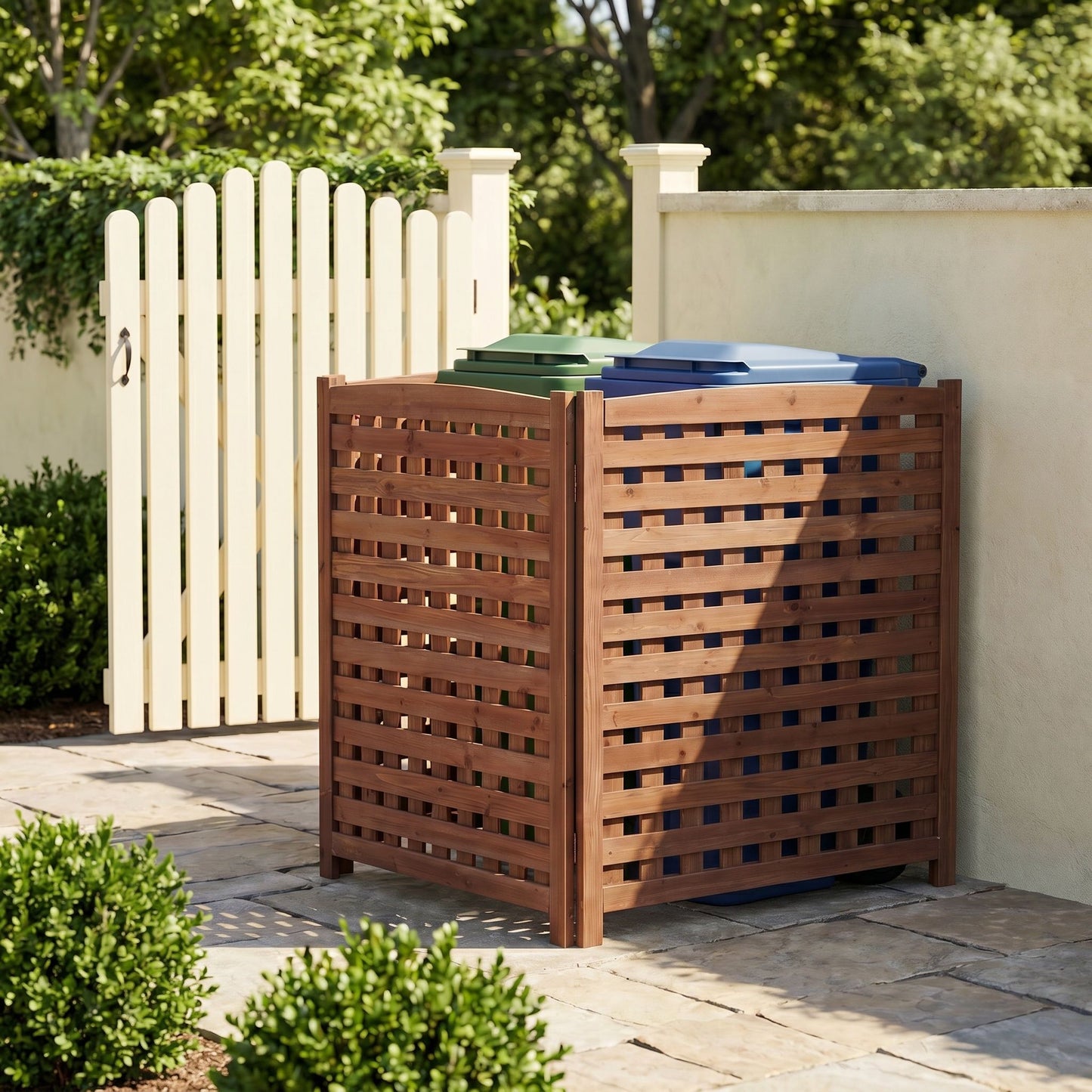 Three Wooden Fences and Outdoor AC Privacy