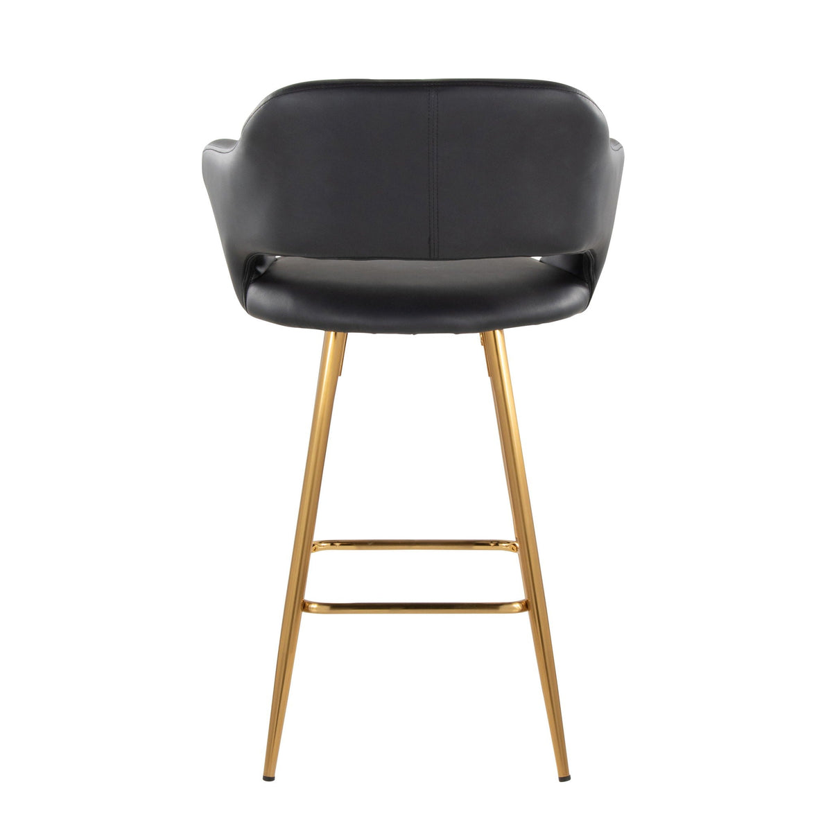 Contemporary black leather counter stools with gold legs and footrests set of 2 on Tampa Home & Garden Store