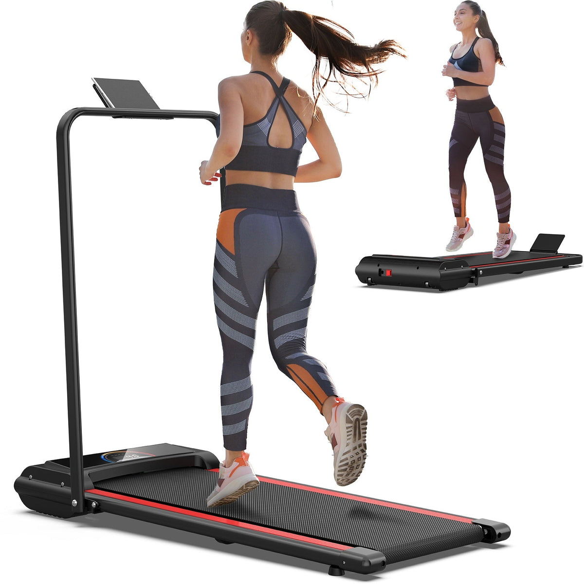 UpTrend Deals Folding Home Treadmill - compact black treadmill with tablet holder on Tampa Home & Garden Store