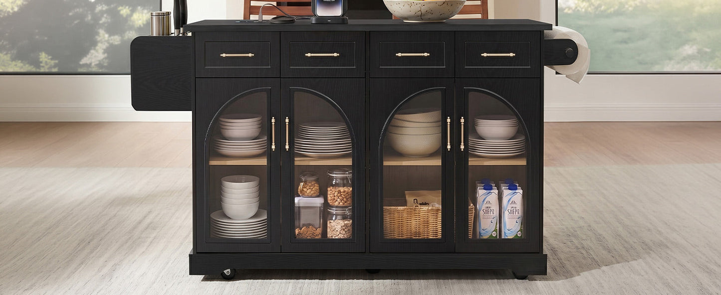 The K&K Kitchen Island With Storage And Drop Leaf