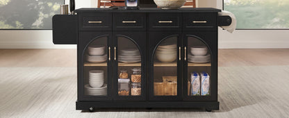 The K&K Kitchen Island With Storage And Drop Leaf