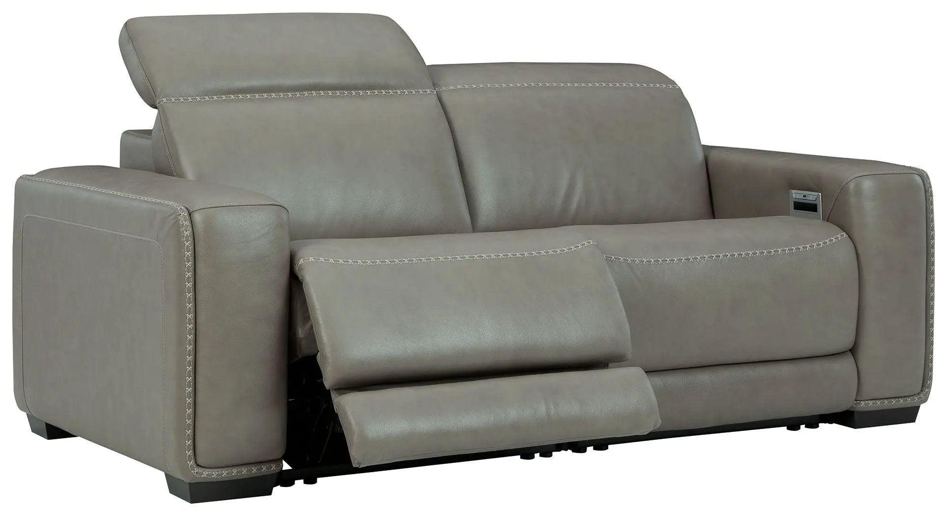 Correze power reclining gray leather with contrast stitch by Unique Piece Furniture on Tampa Home & Garden Store