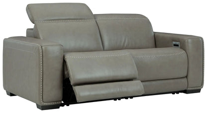 Correze power reclining gray leather with contrast stitch by Unique Piece Furniture on Tampa Home & Garden Store