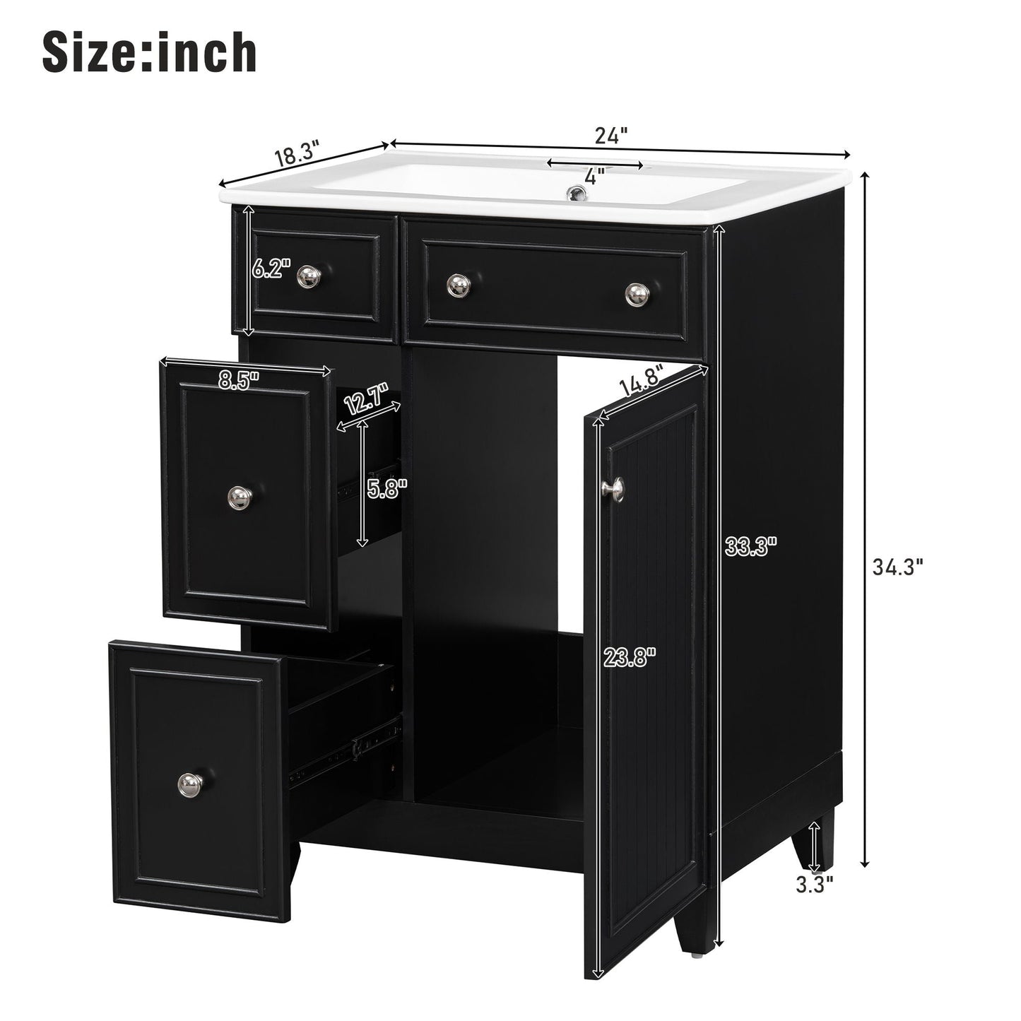 Transitional Bathroom Vanity With Ceramic Sink