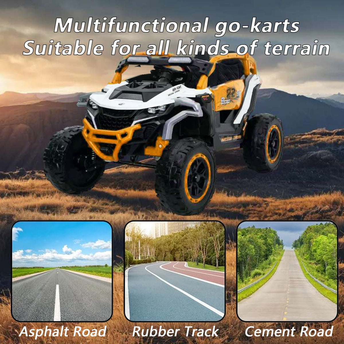 12V Kids Electric Ride-On Truck yellow/white with remote and suspension HouseOfZazla on Tampa Home & Garden Store