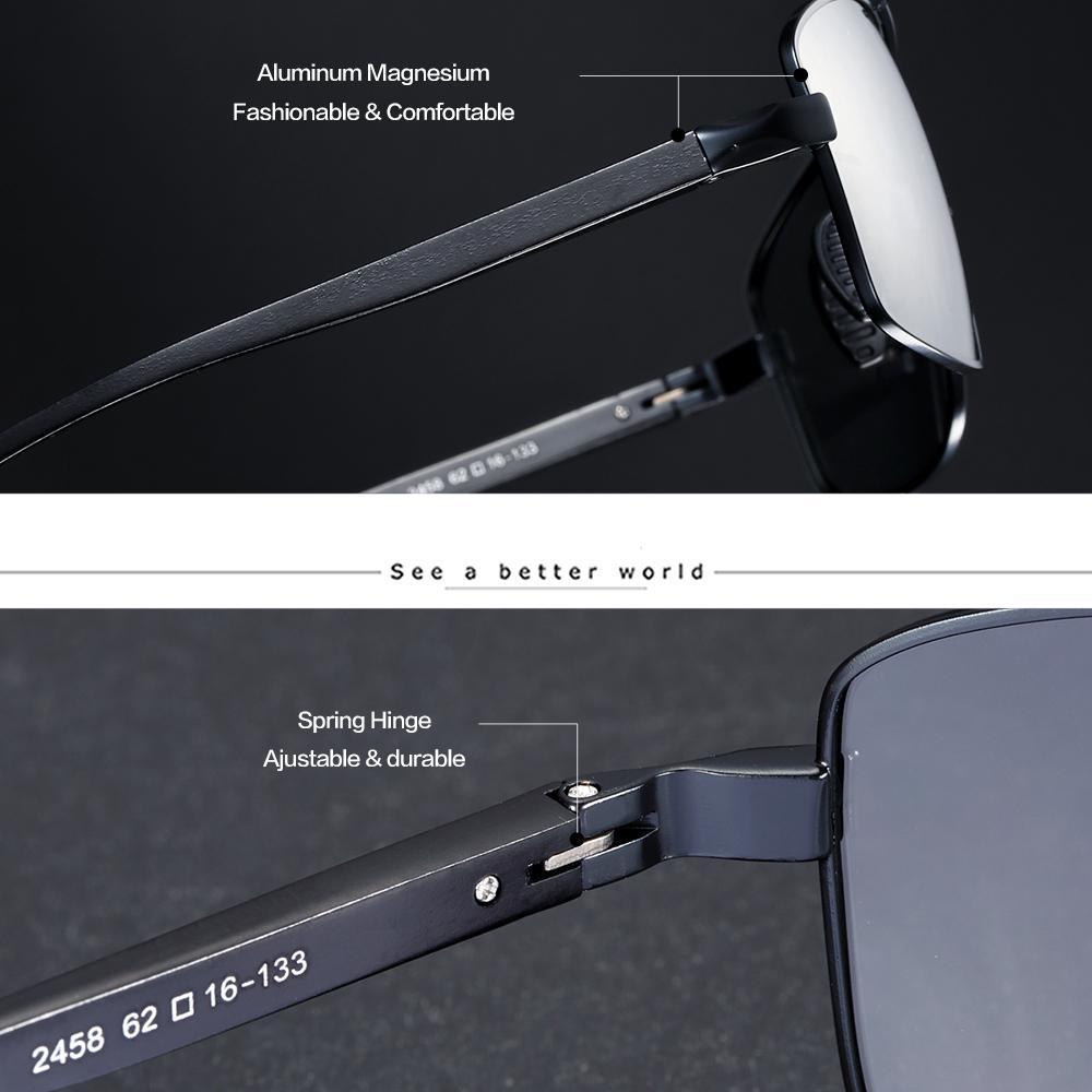 Stevvex rectangular polarized sunglasses, photochromic lenses, UV400, aluminum frame on Tampa Home & Garden Store