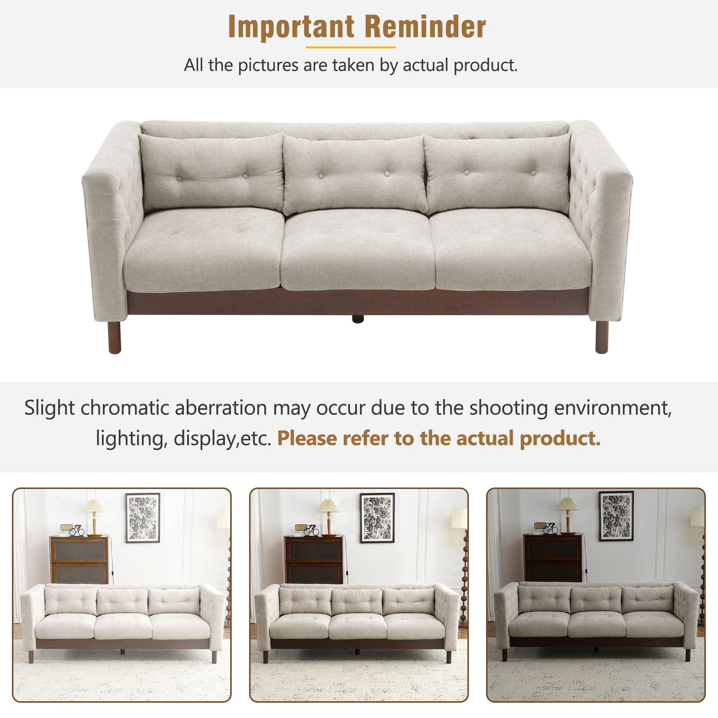 Luxurious Tufted Upholstered Living Room Sofa