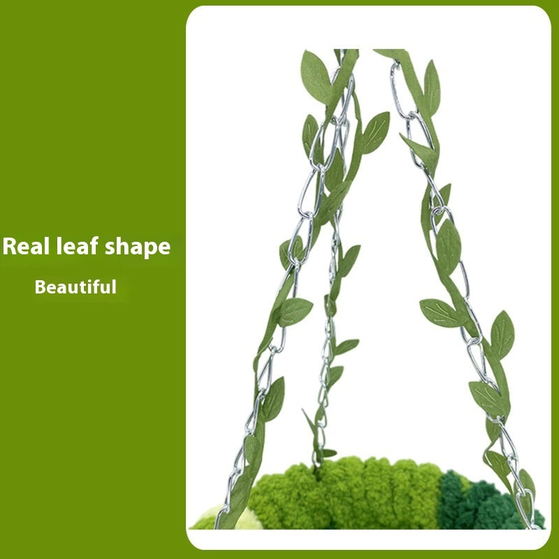 Forest Style Plush Hammock Bird Nest with leaf vines wrapped on metal chains on Tampa Home & Garden Store