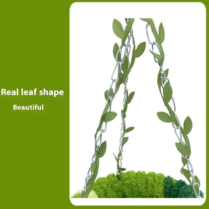 Forest Style Plush Hammock Bird Nest with leaf vines wrapped on metal chains on Tampa Home & Garden Store