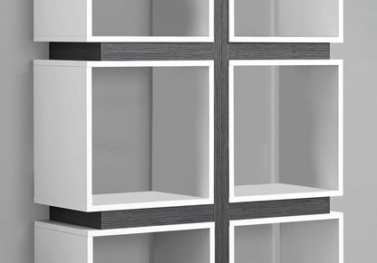 Bookshelf etagere 5-tier white with dark wood accents for office, modern design on Tampa Home & Garden Store