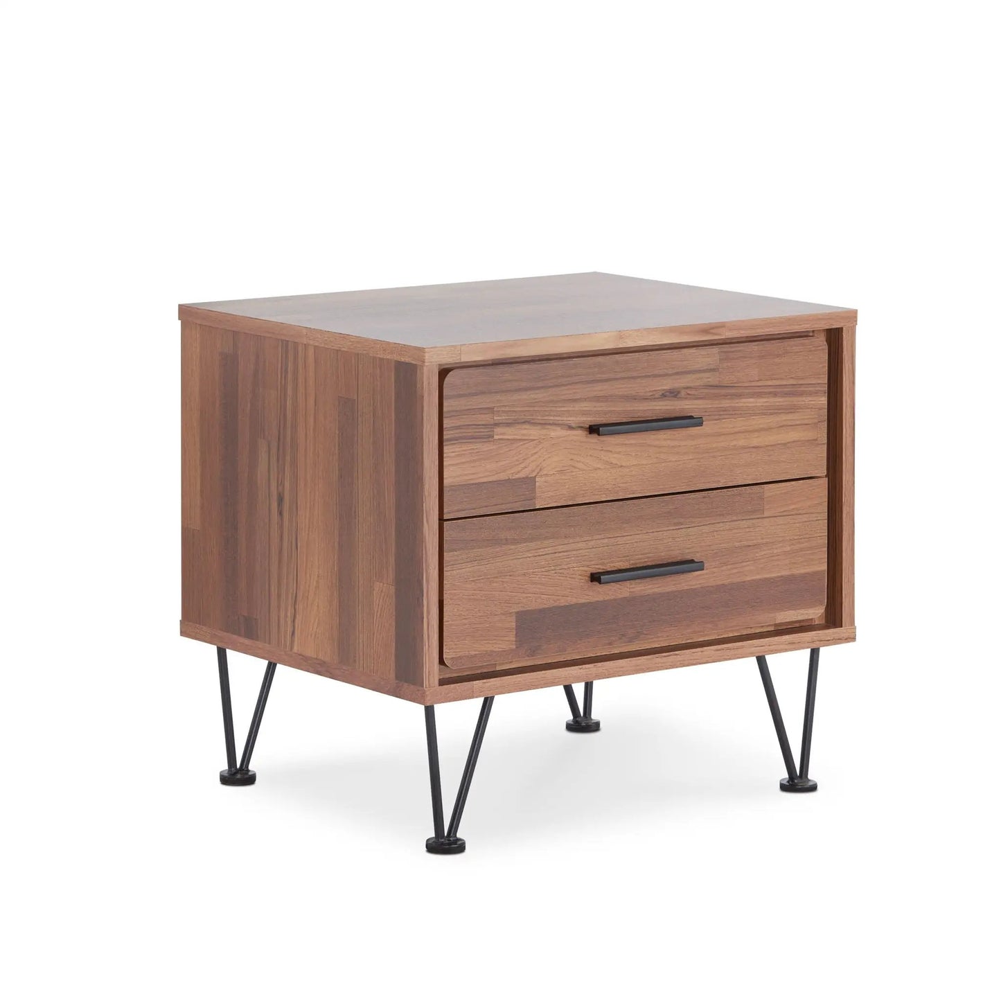 Accent table Deoss Walnut by Unique Piece Furniture with two drawers and black hairpin legs on Tampa Home & Garden Store