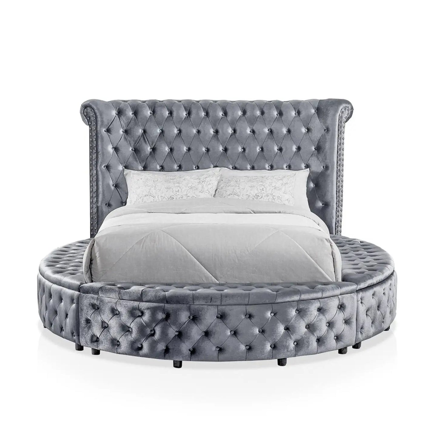 Glam Button Tufted Wingback Bed With USB Ports