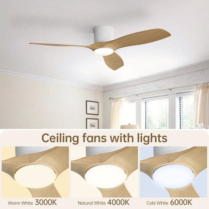 Flush Mount Ceiling Fan with Dimmable Led Light