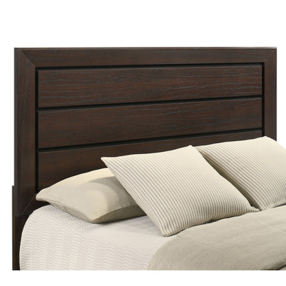 Harrison Queen Panel Bed dark brown wood headboard with 3 drawers on Tampa Home & Garden Store