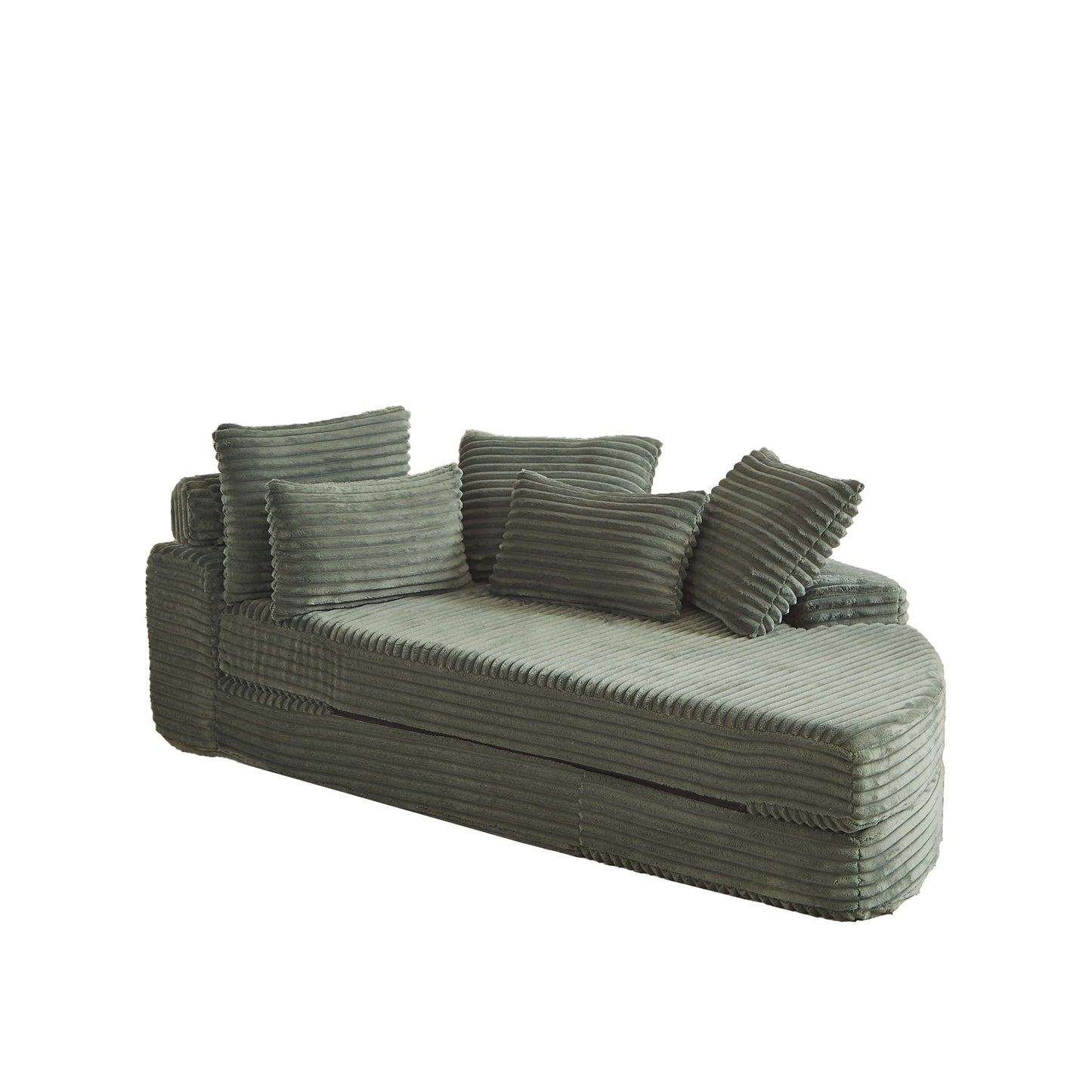 Semi Circular Corduroy Sofa Bed With Pillow