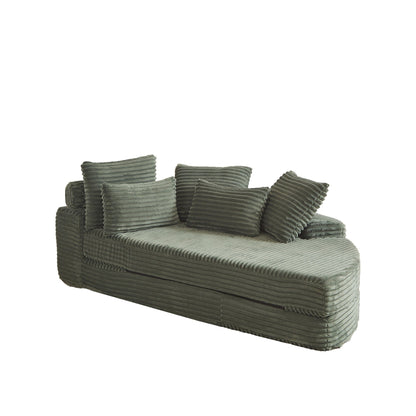 Semi Circular Corduroy Sofa Bed With Pillow