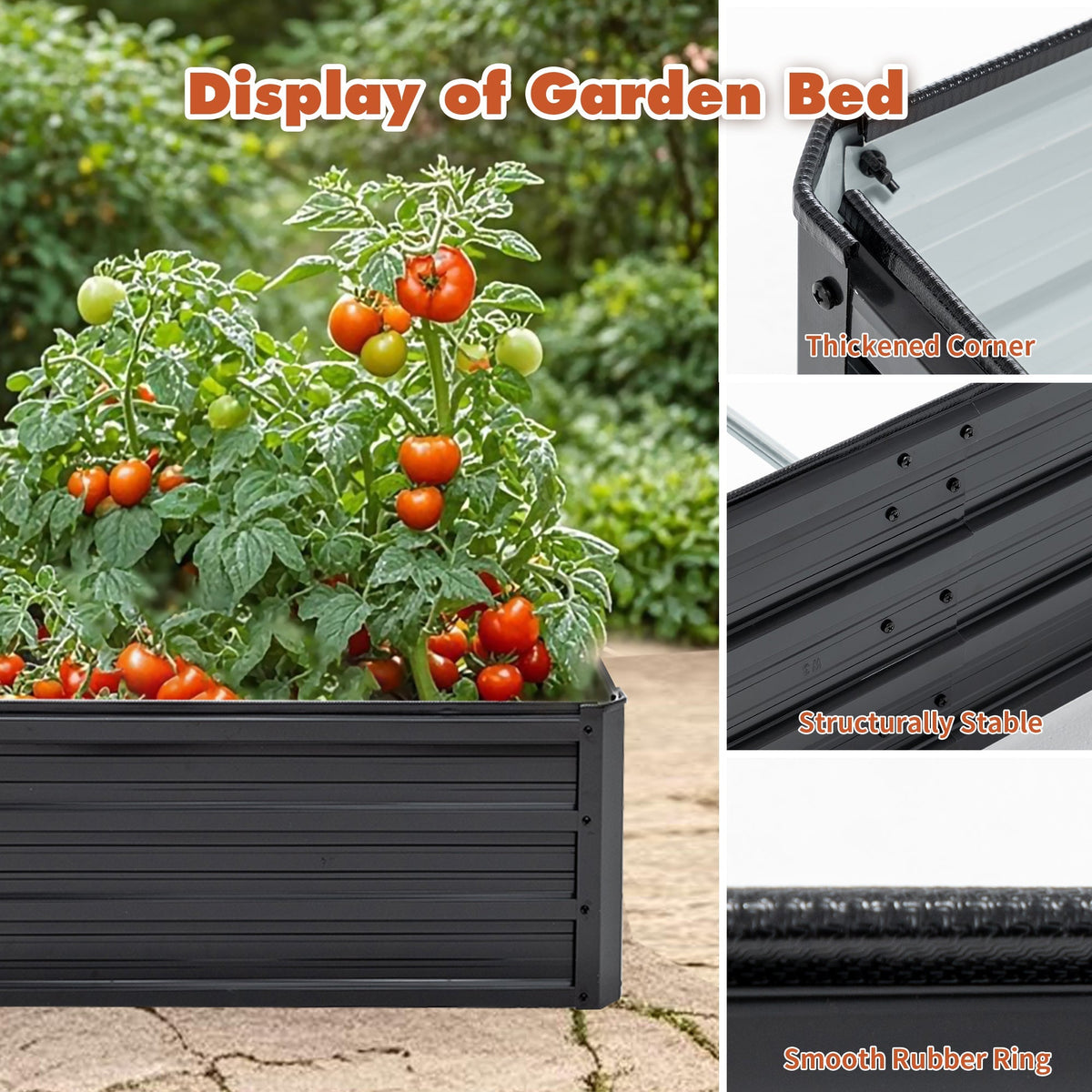 6x3x1 ft black metal raised garden bed outdoor planter with thickened corners HouseOfZazla on Tampa Home & Garden Store