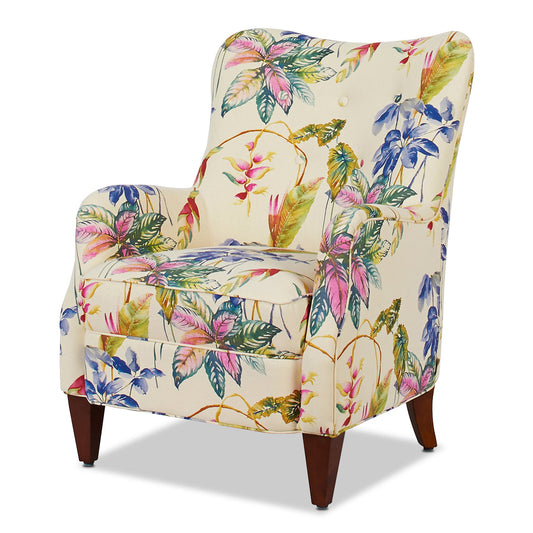 Paradise Upholstered Arm Chair Off-White cotton floral print by HouseOfZazla accent chair on Tampa Home & Garden Store