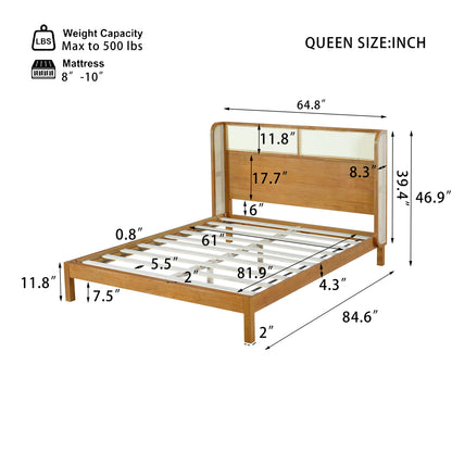 Premium Queen Rubber Wood Bed Frame and Headboard