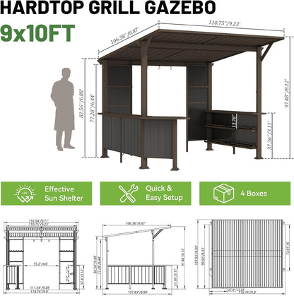 9x10 Hardtop Grill Gazebo and Outdoor BBQ Canopy
