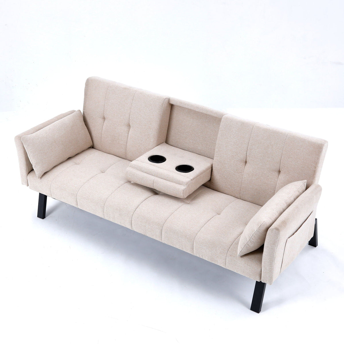 Compact Foldable Sofa Bed and Cup Holder