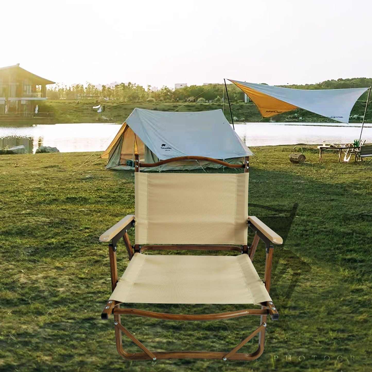 Foldable Canvas Chairs With Armrests Set of Four