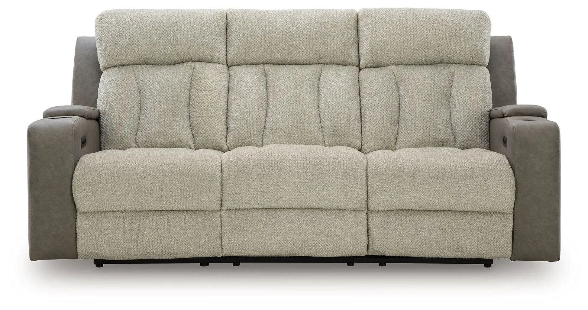 WhipLash power reclining sofa with adjustable headrest in sisal fabric beige upholstery on Tampa Home & Garden Store