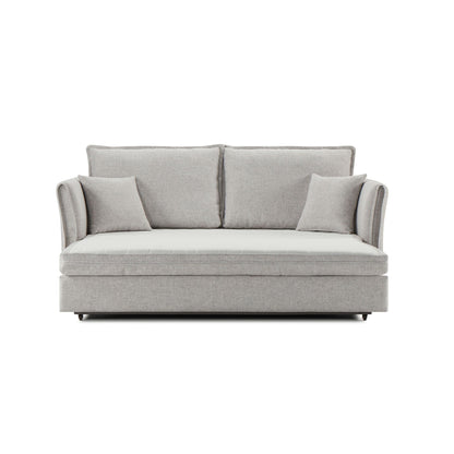 Oren Chenille sleeper sectional sofa gray with storage, two back cushions by HouseOfZazla on Tampa Home & Garden Store