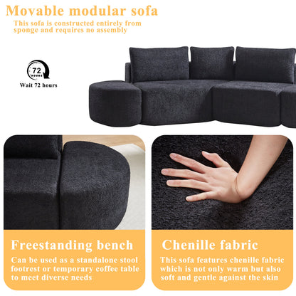 the V-Shaped and Modular Sofa in Chenille Fabric