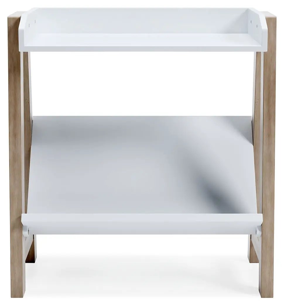 Blariden Small Bookcase in White and Tan