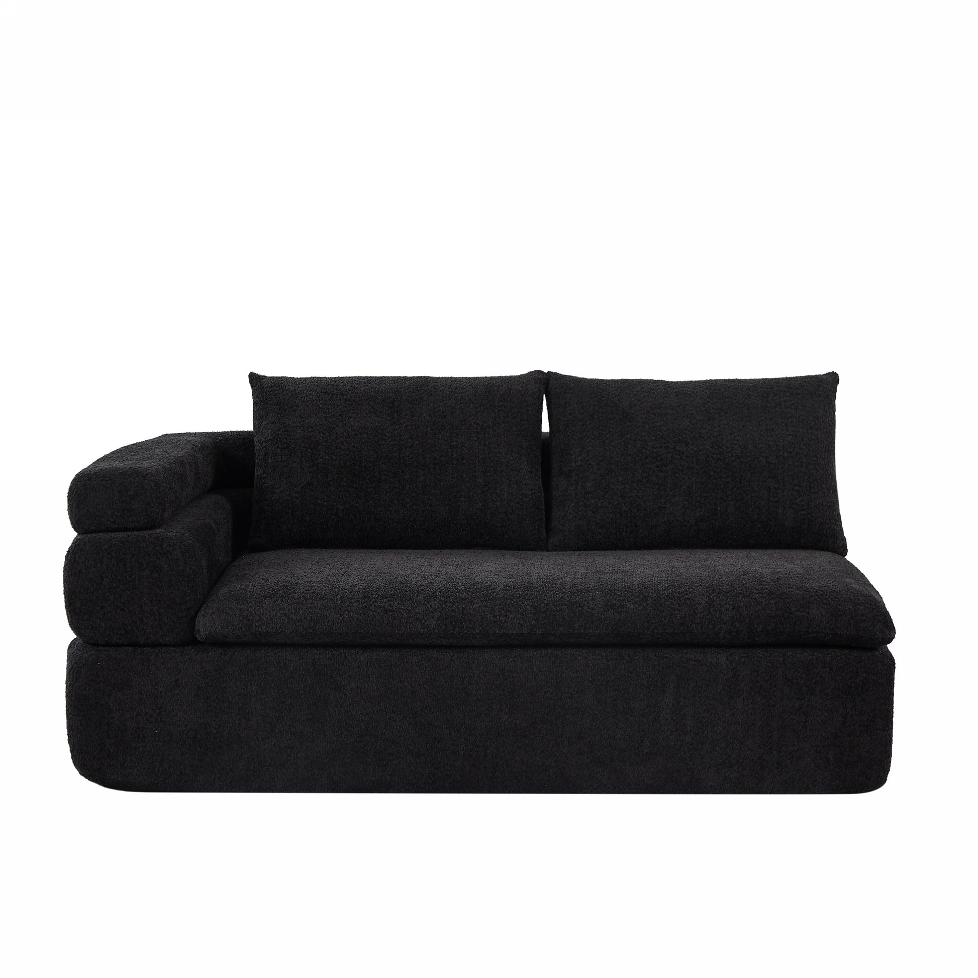 106in L-shaped black sectional sofa with plush, textured upholstery on Tampa Home & Garden Store