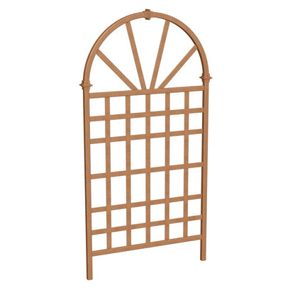 77-inch Outdoor Light Brown Vinyl Lattice Garden Trellis with Arched Top - Tampa Home & Garden Store