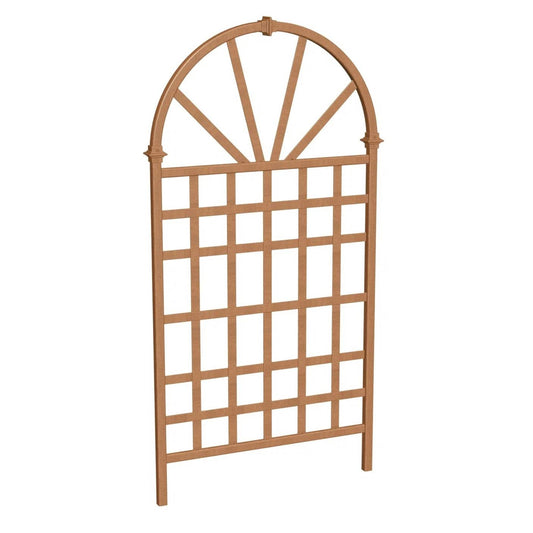 77-inch Outdoor Light Brown Vinyl Lattice Garden Trellis with Arched Top - Tampa Home & Garden Store